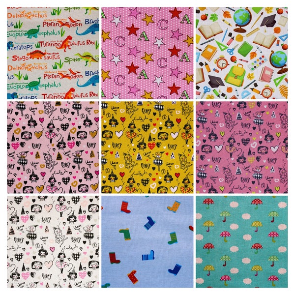 Children's motifs - cotton fabrics for dollhouses patchwork quilt doll clothes small patterned fabrics for 1:12, 1 to 6