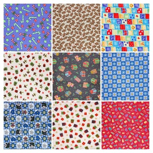 Weihnachten, Winter - Baumwollstoffe für Puppenstuben, Patchwork, Quilt, Tannenbäume Puppenkleidungfür 1:12, 1zu6
