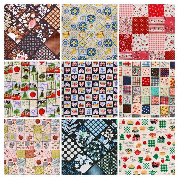 Patchwork - Baumwollstoffe mit Patchworkmustern für Puppenstuben Patchwork Quilt Puppenkleidung kleingemusterte Stoffe für 1:12 kariert