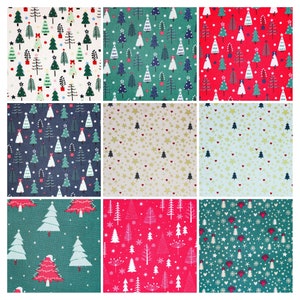 Può includere: Nove diversi motivi di tessuto natalizio che presentano vari disegni festivi, tra cui stelle, cuori, fiocchi di neve e alberi di Natale. I motivi sono in una varietà di colori, tra cui rosso, verde, blu, bianco e oro.