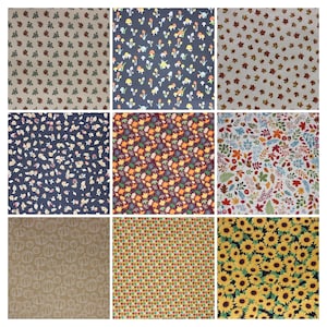 Baumwollstoffe mit herbstlichen Motiven für Puppenstuben Patchwork Quilt Puppenkleidung kleingemusterte Stoffe für 1:12 1zu6 Blätter