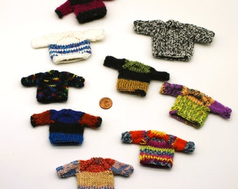 Knitted sweaters for the wardrobe in the dollhouse, dollhouse shop, decoration in a children's room or bedroom in the dollhouse