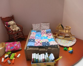 5-teilg."tropisches"Miniatur-DEKO-KISSEN+MATRATZE-Sofa-SET:,Samt,12 Puppenstube 5-teilg."tropisches"Miniatur-DEKO-KISSEN+MATRATZE-Sofa-SET:,Samt,12 Puppenstube