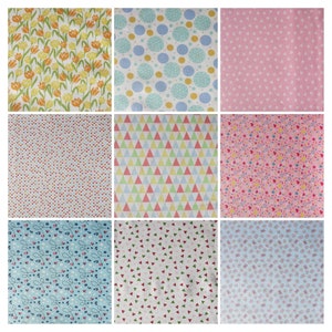 Spring, pastel - cotton fabrics for dollhouses, patchwork, quilt, doll clothes small patterned fabrics for 1:12 - 1/6 DIY