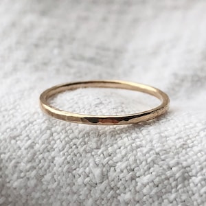 Recycled Gold Hammered stacking Ring 9ct solid gold delicate ring or alternative wedding band image 2