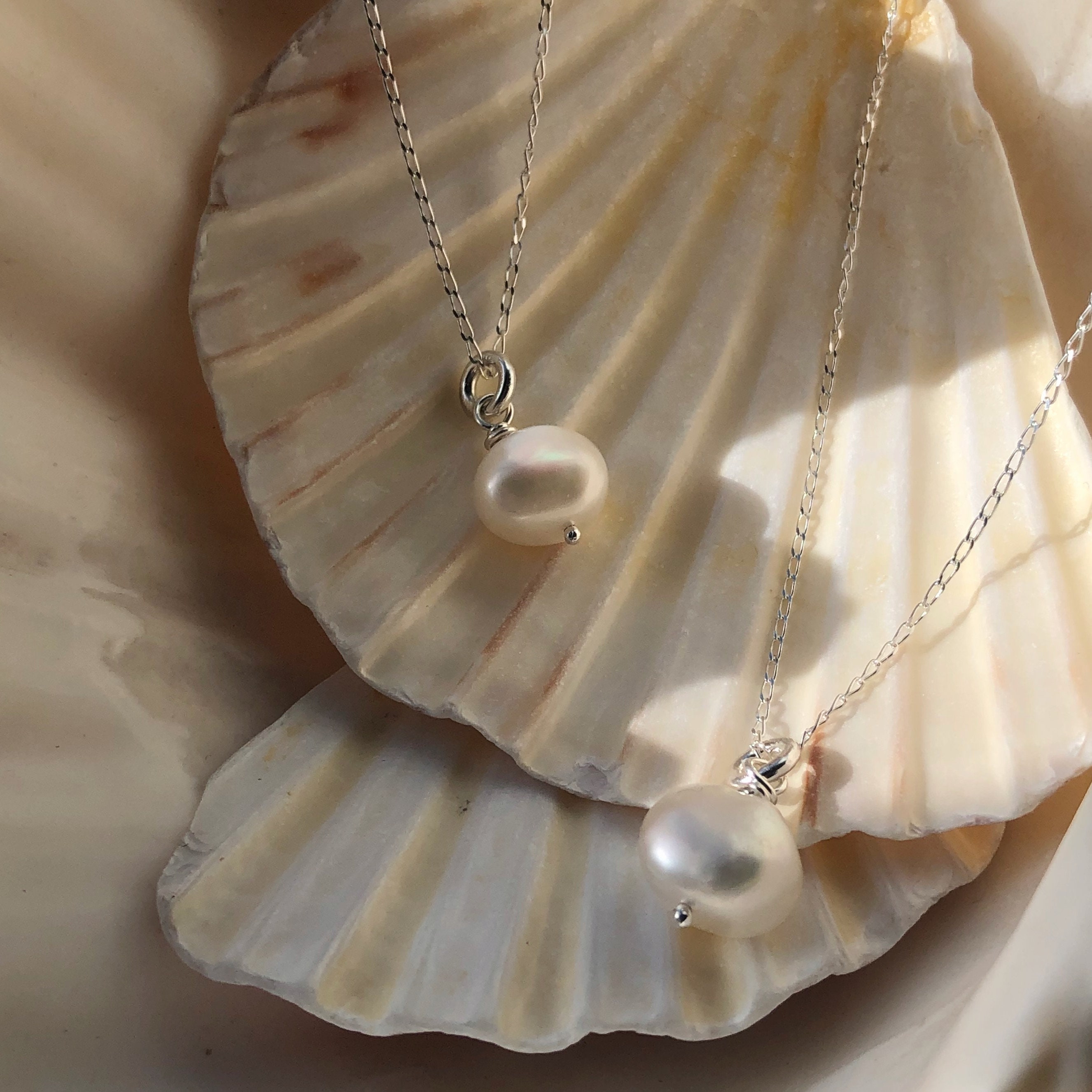 Freshwater Pearl & Silver Necklace, Natural Pearl Pendant, Drop Wedding Gifts For Her