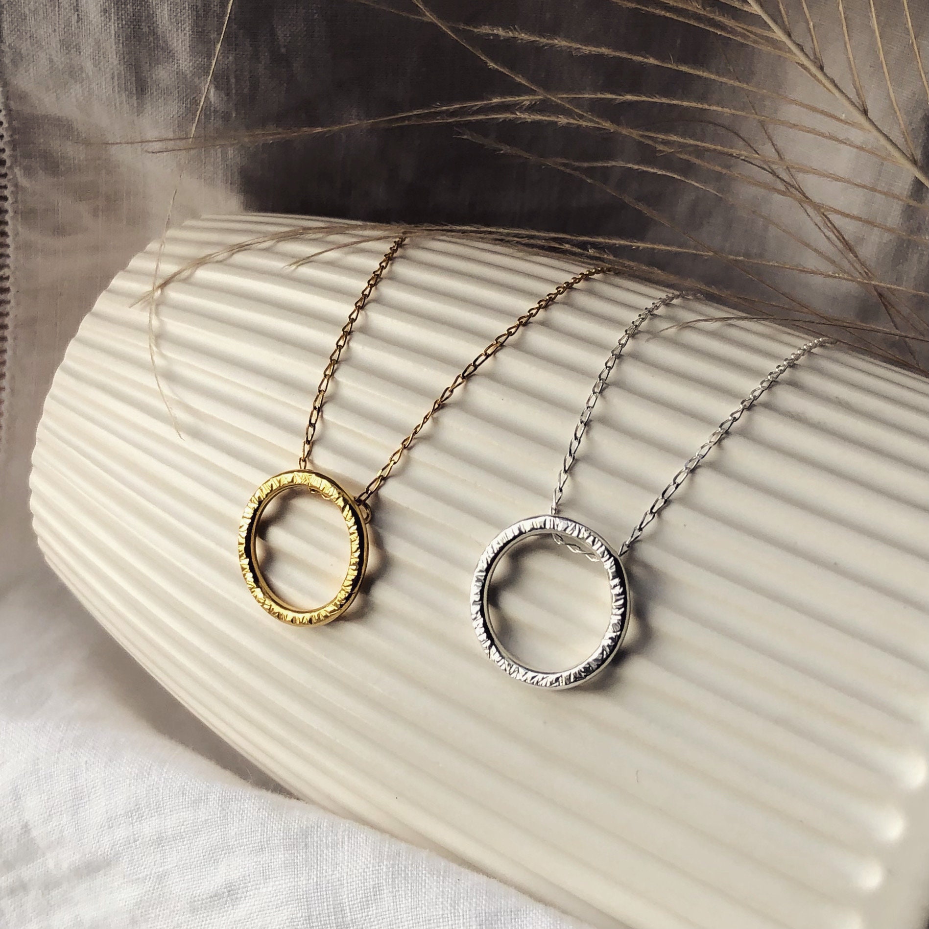 Eternity Circle Necklace With Delicate Textured Surface | Sustainably Handmade & Perfect For Gifting