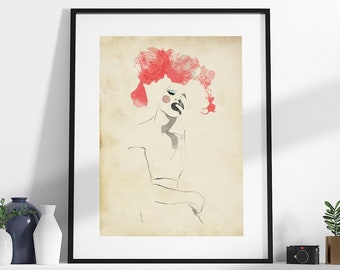 Woman with roses | Giclée Art Print | Wall Art | Home Decor | Fashion | A5 A4 A3 A2 A1