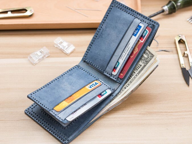 DIY Leather Wallet Kit for Beginner With Tools Fog Wax Etsy