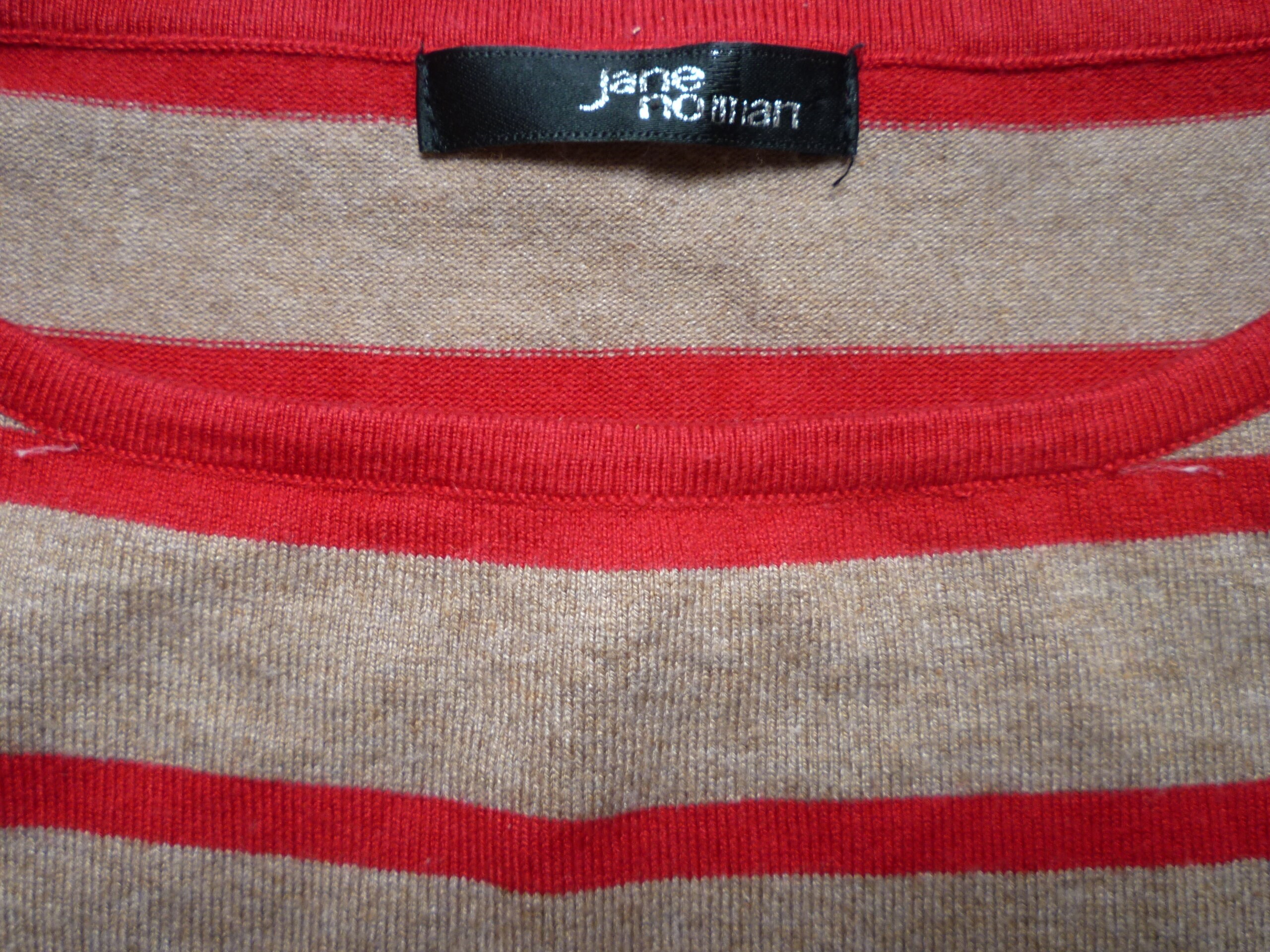 Woman's Jane Norman Red and Beige Striped Long Jumper with Front Pockets  Size 14 - .de