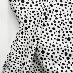 Dalmatian Spot Print, Black and White, 100% Soft Woven Viscose, Original Design, Dressmaking & Sewing, Sold by the 0.5m