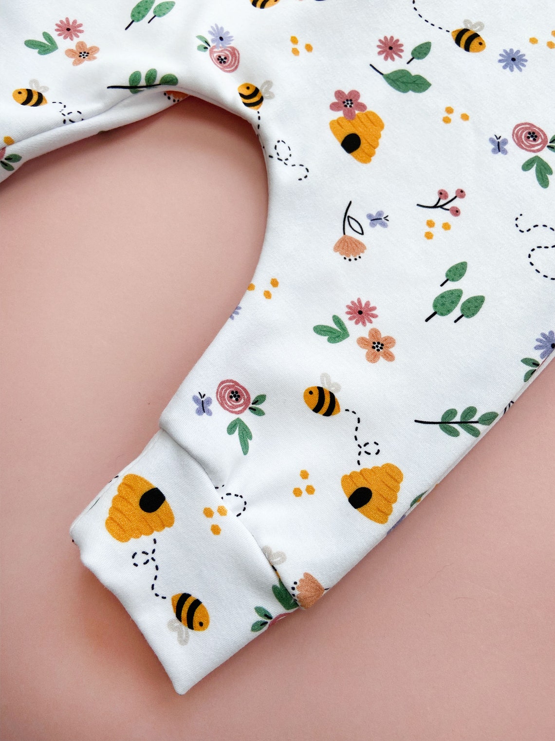 Baby Romper Summer Honey Bee Print Cotton Jersey Knit Sizes Etsy