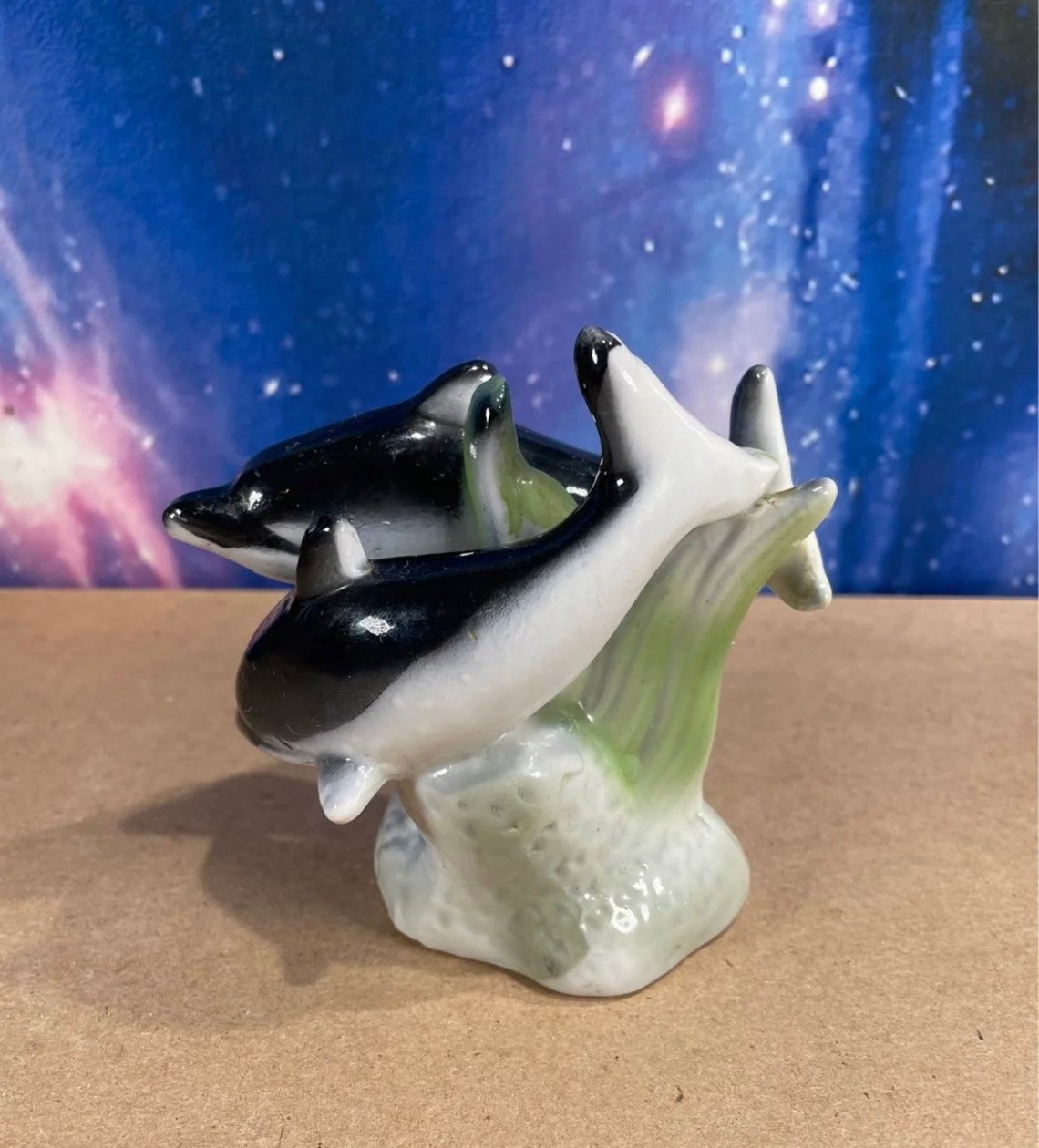 Vintage Ceramic Dolphin Statue Figure Etsy