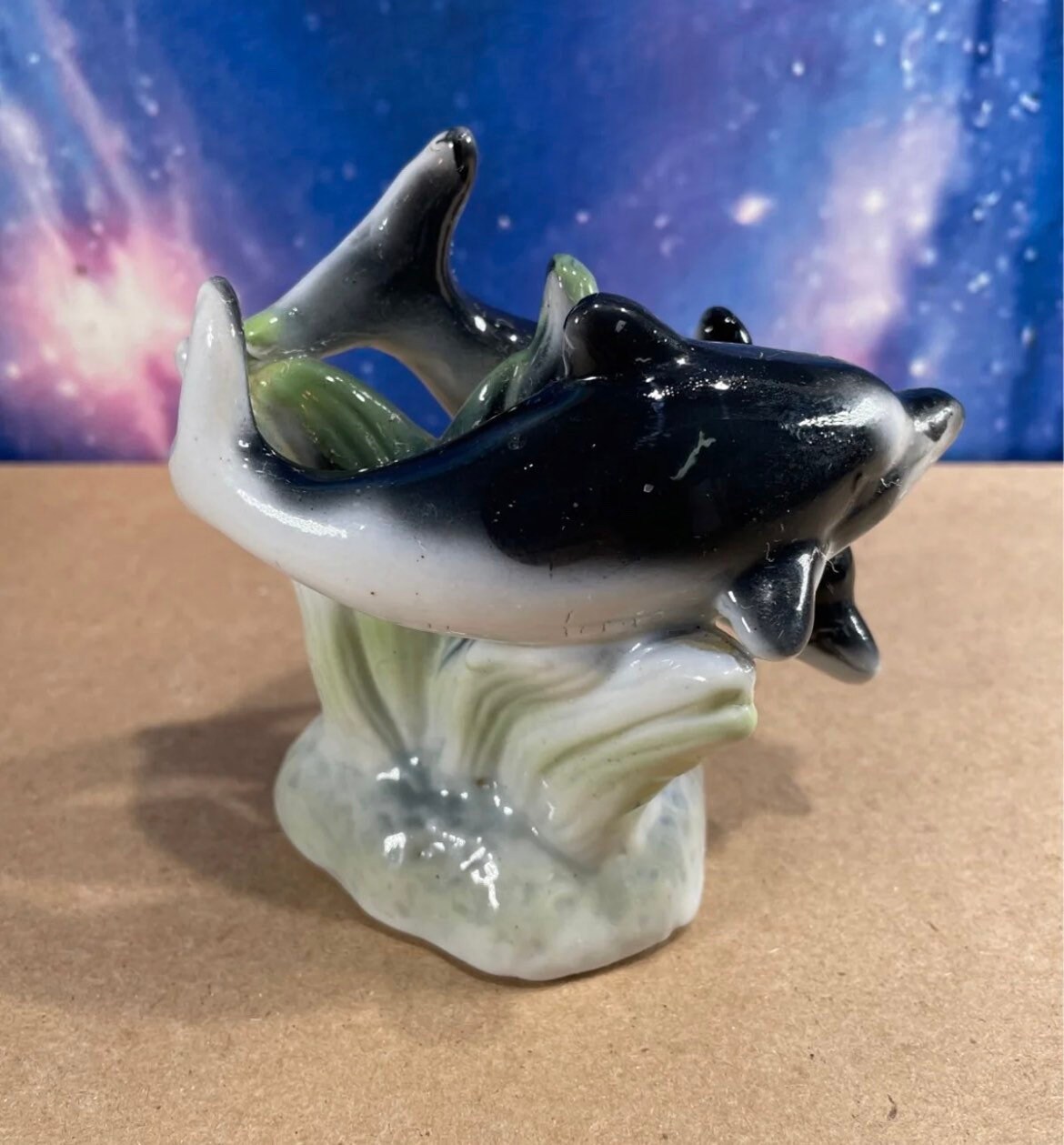 Vintage Ceramic Dolphin Statue Figure Etsy