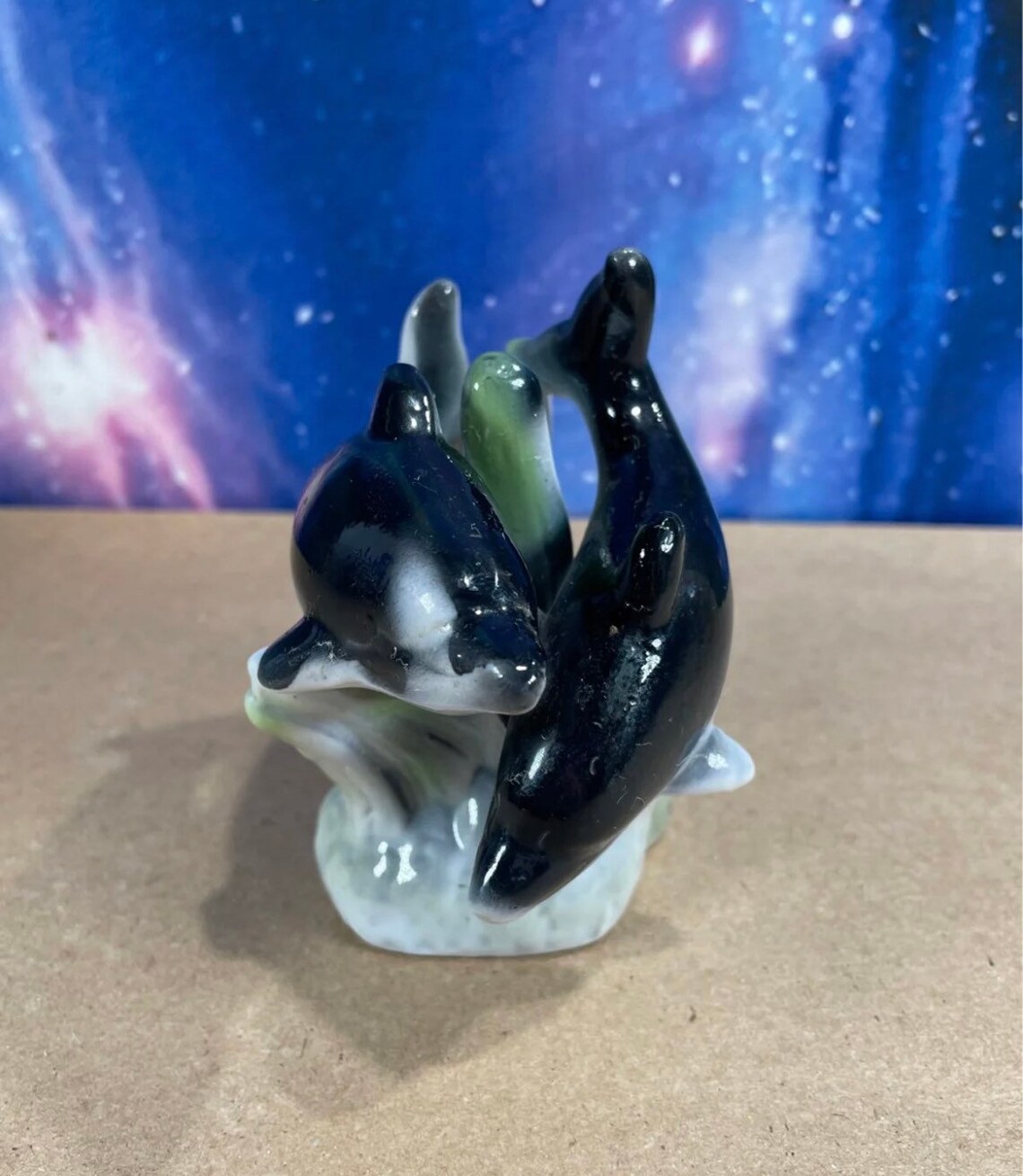 Vintage Ceramic Dolphin Statue Figure Etsy