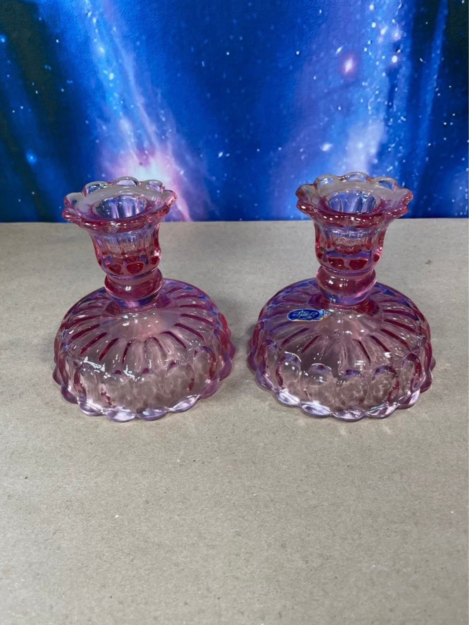 Set Of Vintage Fenton Cranberry Glass Candlestick Holders Etsy