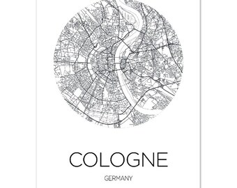 Cologne Stadt Karte, Cologne Map, Poster Geschenk, Karte Druck, Classic Matte Paper Poster