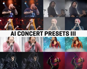 13 + Bonus AI enhanced Lightroom concert, festival, event photography presets, instagram presets, mobile presets, repair colors, adjustment