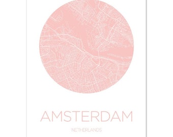 Amsterdam Stadt Karte, Amsterdam Map, Poster Geschenk, Karte Druck, Classic Matte Paper Poster