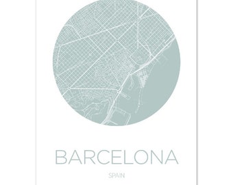 Barcelona Stadt Karte, Barcelona Map, Poster Geschenk, Karte Druck, Classic Matte Paper Poster