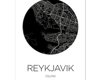 Reykjavik Stadt Karte, Reykjavik Map, Poster Geschenk, Karte Druck, Classic Matte Paper Poster