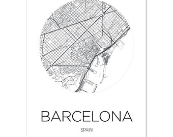 Barcelona Stadt Karte, Barcelona Map, Poster Geschenk, Karte Druck, Classic Matte Paper Poster