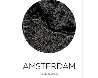 Amsterdam Stadt Karte, Amsterdam Map, Poster Geschenk, Karte Druck, Classic Matte Paper Poster