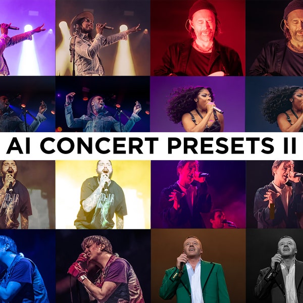 14 AI enhanced Lightroom concert, festival and event photography presets, instagram presets, mobile presets, repair colors