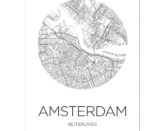 Amsterdam Stadt Karte, Amsterdam Map, Poster Geschenk, Karte Druck, Classic Matte Paper Poster