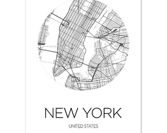 New York Stadt Karte, New York Map, Poster Geschenk, Karte Druck, Classic Matte Paper Poster