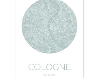 Cologne Stadt Karte, Cologne Map, Poster Geschenk, Karte Druck, Classic Matte Paper Poster