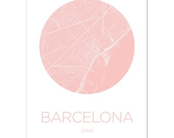 Barcelona Stadt Karte, Barcelona Map, Poster Geschenk, Karte Druck, Classic Matte Paper Poster