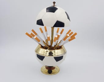 soccer ball cigarette holder Vintage 1960s Cigarette Holder Soccer Ball Dispenser Box - 15cm