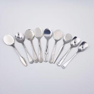 Vintage 1970s/80s ice cream spoons / sherbet spoons / dessert spoons | Létang Rémy Jean Couzon Guy Degrenne France | Steel | Details below