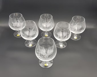 Set of 6  Brandy cognac Glasses Clear Glass 53 cl Drinking gift Boxed 