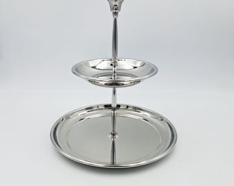 Etagere für Vorspeisen oder Kuchen / Servierplatte | Jean Couzon Frankreich, 1970-1980 | Edelstahl 18/10 | Details siehe unten |