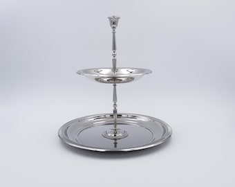 Présentoir apéritif ou à gâteaux / Serviteur de table | Jean Couzon France, 1970-1980 | Inox 18/10 | Détails ci-dessous |