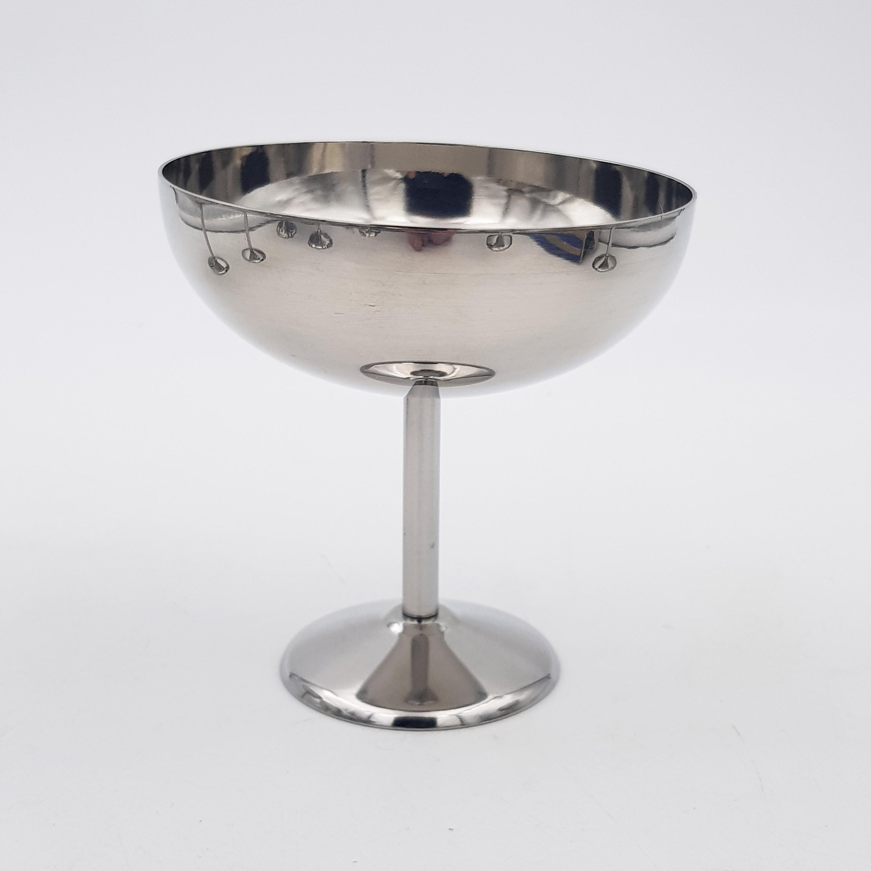 6x10cl (3.4oz) Vintage Ice cream cups Dessert bowls Champagne cups France, 1970s/80s | Stainless Steel | Item details below | Ref 2501281