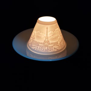 Lithophane Paris Eiffelturm / Nachtlicht / Für Teelicht / Details unten