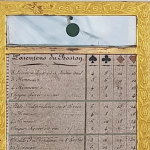 1830 - Tableau des paiements au jeu de cartes du Boston / Description détaillée ci-dessous