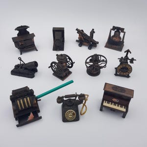 11 sacapuntas PlayMe de colección de los años 70 | Metal | Varias formas | Ver detalles a continuación