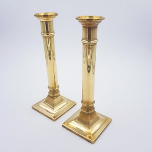 2 ancient brass candleholders | French antique | Height 21cm | Very good condition | vintage | See details below