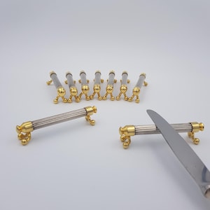 10 Antique knife rests Silver plated & Gilt Length 9cm (~3.5") by Olivier SAINT-HONORE, France, 1950s | See details below