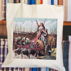 Queen Boudica Tote, Boudica Classic Art Bag, Strong Women Leaders Gift Womens Feminist Tote Bag, Women Born to Lead Cotton Bag
