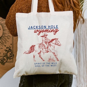 Jackson Hole Wyoming Tasche, Grand Teton Tragetasche, Grand Teton National Park Geschenk, Jackson Wyoming Tasche, Grand Teton Cowgirl Baumwolltasche
