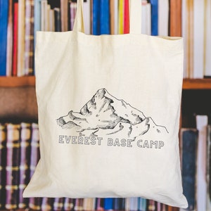 Everest Base Camp Tote, Himalayas Hiking Bag, Nepal Trekking, Nepal Himalayas Cotton Tote, Everest Hiking Canvas Bag, Trek Nepal