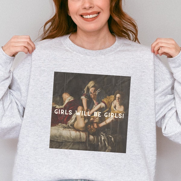 Mädchen werden Mädchen Sweatshirt, Judith Enthauptung Holofernes, lustiger feministischer Kapuzenpulli, gleiche Rechte Geschenk, Burn the Patriarchy