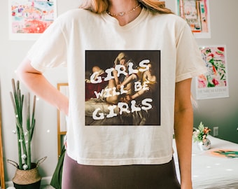 Girls Will Be Girls Boxy Shirt, Judith beheading Holofernes Crop Tee, Unhinged Feminist, Girl Power, Comfort Colors, Burn the Patriarchy