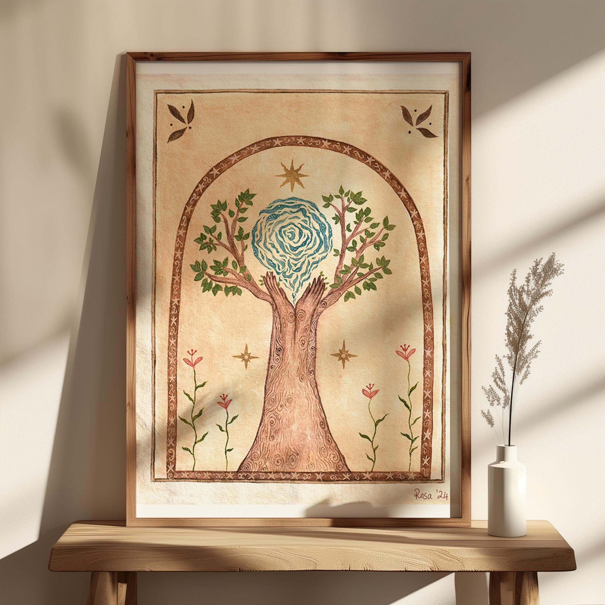 Handmade Tree of Life Art Print, Earth Pigments, Grounding Decor - Etsy