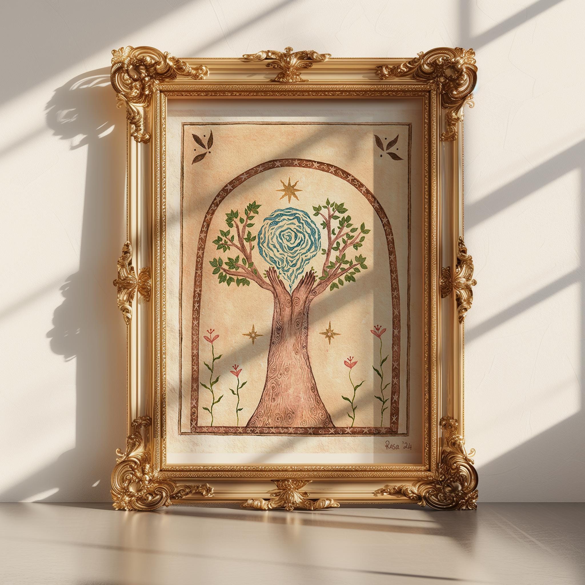 Handmade Tree of Life Art Print, Earth Pigments, Grounding Decor - Etsy
